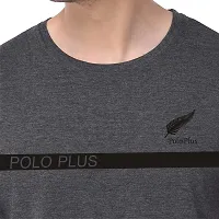 Polo Plus Grey Cotton Blend Printed Round Neck Tees For Men-thumb4