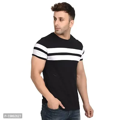 Polo Plus Men Multicolors with Cut and Sew Double Stripe Half Sleeve Cotton T-Shirt-thumb0