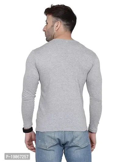 Polo Plus Men Grey Trendy Classic BOSS Printed Full Sleeve Cotton T-Shirt-thumb2