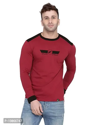 Polo Plus Men Multicolor Latest Classic Circle Printed Full Sleeve Cotton T-Shirt