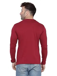 Polo Plus Men Maroon Trendy Classic BOSS Printed Full Sleeve Cotton T-Shirt-thumb1