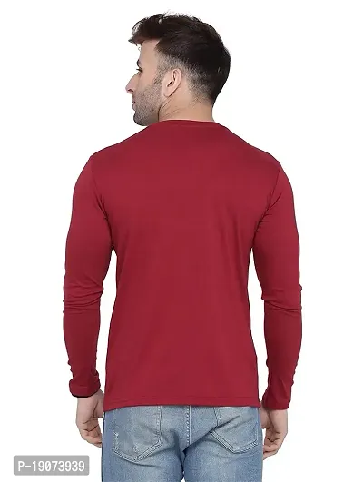 Polo Plus Men Maroon Trendy Classic BOSS Printed Full Sleeve Cotton T-Shirt-thumb2