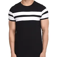 Polo Plus Men Multicolors with Cut and Sew Double Stripe Half Sleeve Cotton T-Shirt-thumb4