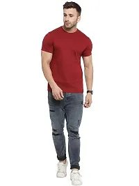 Polo Plus Men Solid Plain Round Neck Half Sleeve Cotton T-Shirt-thumb3