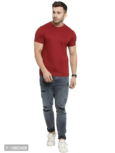 Polo Plus Men Solid Plain Round Neck Half Sleeve Cotton T-Shirt-thumb4