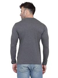 Polo Plus Men Charcoal Trendy Classic BOSS Printed Full Sleeve Cotton T-Shirt-thumb3