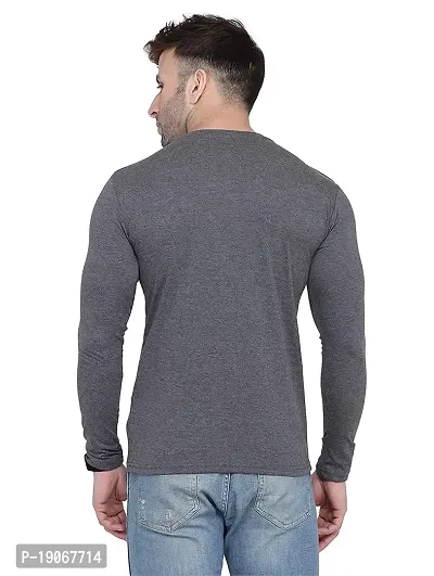 Polo Plus Men Charcoal Trendy Classic BOSS Printed Full Sleeve Cotton T-Shirt-thumb4