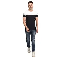 Polo Plus Men Multicolored with Cut and Sew Bottom Base Stripe Half Sleeve Cotton T-Shirt-thumb3