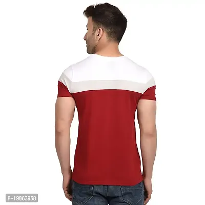 Polo Plus Men Multicolored with Cut and Sew Bottom Base Stripe Half Sleeve Cotton T-Shirt-thumb2