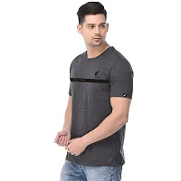 Polo Plus Grey Cotton Blend Printed Round Neck Tees For Men-thumb1