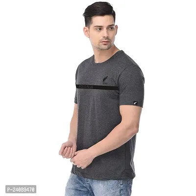 Polo Plus Grey Cotton Blend Printed Round Neck Tees For Men-thumb2