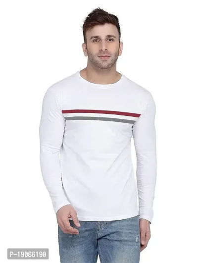 Polo Plus Men Multicolor Latest Classic Striped Detailing Full-Sleeve Cotton T-Shirt