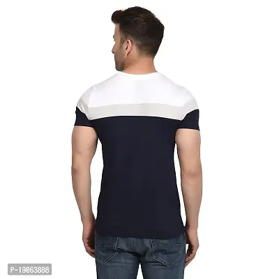 Polo Plus Men Multicolored with Cut and Sew Bottom Base Stripe Half Sleeve Cotton T-Shirt-thumb2