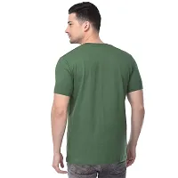 Polo Plus Olive Cotton Blend Printed Round Neck Tees For Men-thumb2