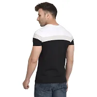 Polo Plus Men Multicolored with Cut and Sew Bottom Base Stripe Half Sleeve Cotton T-Shirt-thumb1