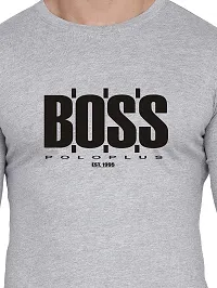 Polo Plus Men Grey Trendy Classic BOSS Printed Full Sleeve Cotton T-Shirt-thumb4