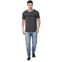 Polo Plus Grey Cotton Blend Printed Round Neck Tees For Men-thumb3