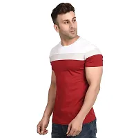 Polo Plus Men Multicolored with Cut and Sew Bottom Base Stripe Half Sleeve Cotton T-Shirt-thumb2