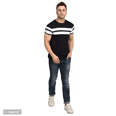 Polo Plus Men Multicolors with Cut and Sew Double Stripe Half Sleeve Cotton T-Shirt-thumb4