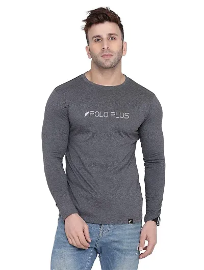 Polo Plus Men Trendy Classic Patti Printed Full Sleeve Cotton T-Shirt