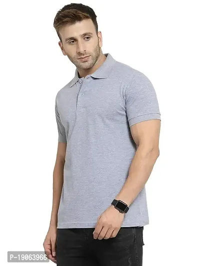 Polo Plus Men Multicolored Trendy Attractive Latest Solid Half Sleeve Poly Cotton Polo T-Shirt-thumb2