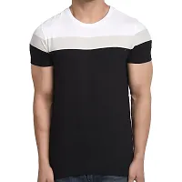 Polo Plus Men Multicolored with Cut and Sew Bottom Base Stripe Half Sleeve Cotton T-Shirt-thumb4