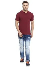 Polo Plus Men Multicolored Trendy Attractive Latest Solid Half Sleeve Poly Cotton Polo T-Shirt-thumb3