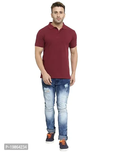 Polo Plus Men Multicolored Trendy Attractive Latest Solid Half Sleeve Poly Cotton Polo T-Shirt-thumb4