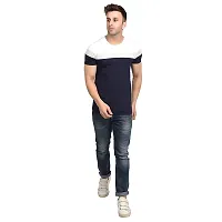 Polo Plus Men Multicolored with Cut and Sew Bottom Base Stripe Half Sleeve Cotton T-Shirt-thumb3