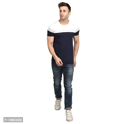 Polo Plus Men Multicolored with Cut and Sew Bottom Base Stripe Half Sleeve Cotton T-Shirt-thumb4