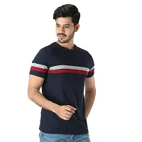 Polo Plus Men Maroon Latest Classic Striped Half Sleeve Cotton T-Shirt-thumb1