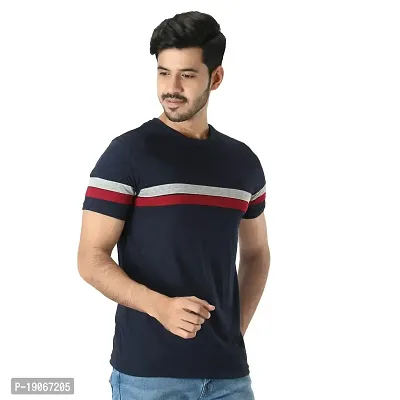 Polo Plus Men Maroon Latest Classic Striped Half Sleeve Cotton T-Shirt-thumb2