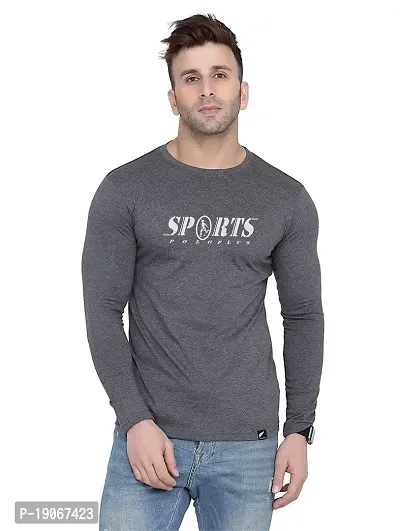 Polo Plus Men Trendy Classic Sport Printed Full Sleeve Cotton T-Shirt-thumb0