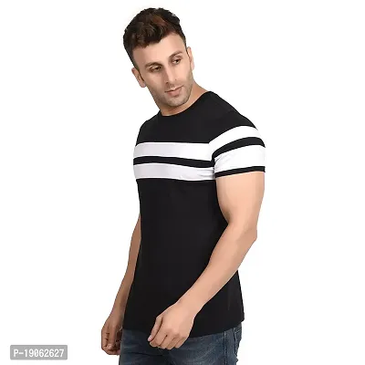 Polo Plus Men Multicolors with Cut and Sew Double Stripe Half Sleeve Cotton T-Shirt-thumb3