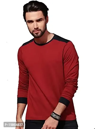 Polo Plus Men Multicolored with Yoke Cuff and Shoulder Full Sleeve Cotton T-Shirt