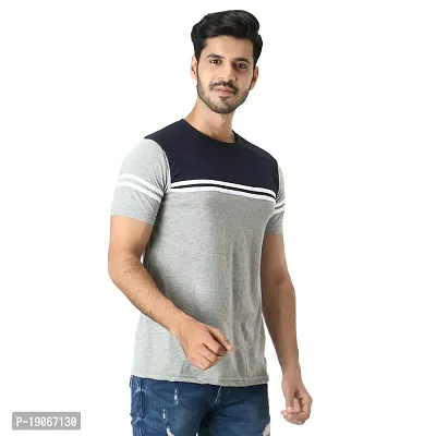 Polo Plus Men Maroon Latest Classic Striped with CutSew Half Sleeve Cotton T-Shirt-thumb2