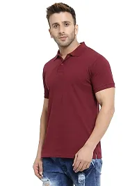 Polo Plus Men Multicolored Trendy Attractive Latest Solid Half Sleeve Poly Cotton Polo T-Shirt-thumb1