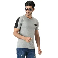 Polo Plus Men Grey Latest Attractive CutSew Pocket Half Sleeve Cotton T-Shirt-thumb1