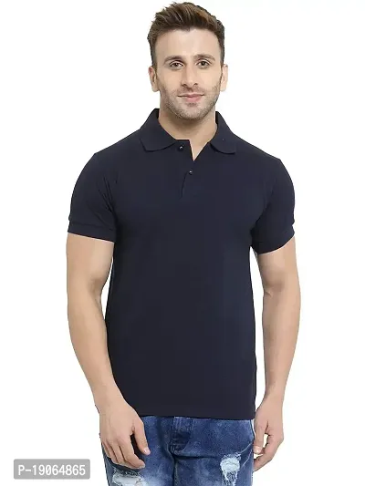 Polo Plus Men Multicolored Trendy Attractive Latest Solid Half Sleeve Poly Cotton Polo T-Shirt-thumb0