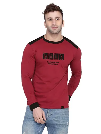 Polo Plus Men Multicolor Latest Classic Genius Printed Full Sleeve Cotton T-Shirt