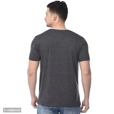 Polo Plus Grey Cotton Blend Printed Round Neck Tees For Men-thumb3