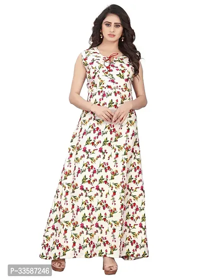 Stylish Crepe Printed Gown for Women-thumb2