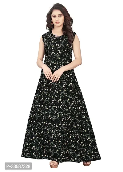 Stylish Crepe Printed Gown for Women-thumb2