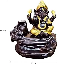 KC PRODUCTS Polyresin Dropping Backflow Ganesha Smoke Fountain with 10 Free Scented Cone Incense Holder, Product Size - 12 cm - Gold Ganesha-thumb2