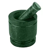 Simran Handicrafts B E Craft Green Marble Imam Dasta/Mortar and Pestle Set/Ohkli Musal/Kharal- 4 Inches-thumb2