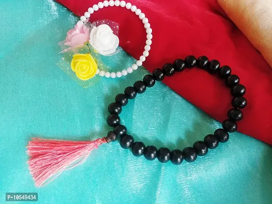 KC PRODUCTS? Karungali Kattai Religious Japa Mala Malai with Tread Tassel | Ebony Wood Natural Unpolished 27+1 Beads Mala for Meditation Pooja Chanting Wearing Jewelry Prayer Beads [ 6 mm ]