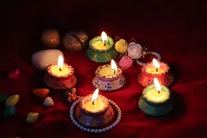 KC PRODUCTS Handmade MATKI Terracotta Diya Mitti Diya Deepak for Diwali Navratri Festival PUJA (Set of 10, Multicolor)-thumb1