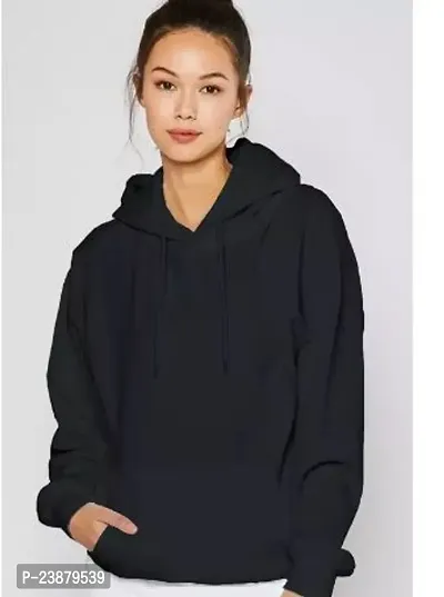 Stylish Fancy Cotton Blend Solid Sweatshirt For Women-thumb0