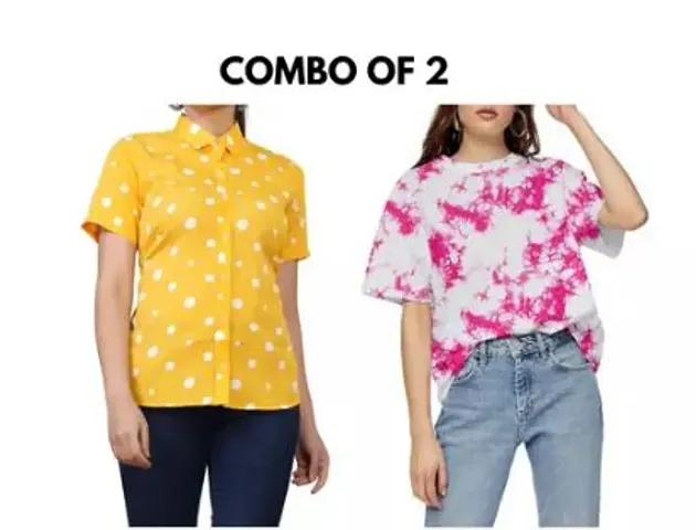 Stylish Floral Shirt Combo With Tshirt For Women