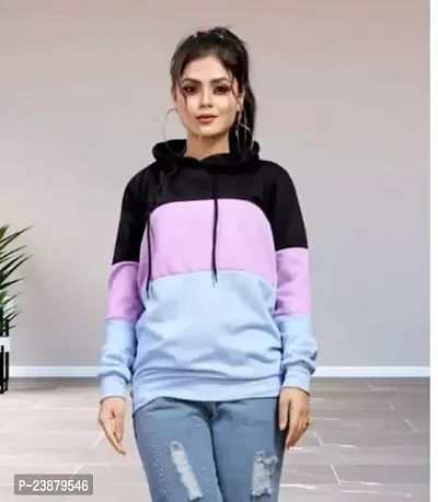 Stylish Fancy Cotton Blend Colourblocked Sweatshirt For Women